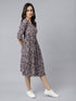 Wine Pure Cotton Floral Printed Angrakha Dress